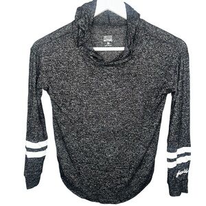 Justice Girls Lightweight Knit Hoodie Size 10 Gray White Sweatshirt Top Shirt